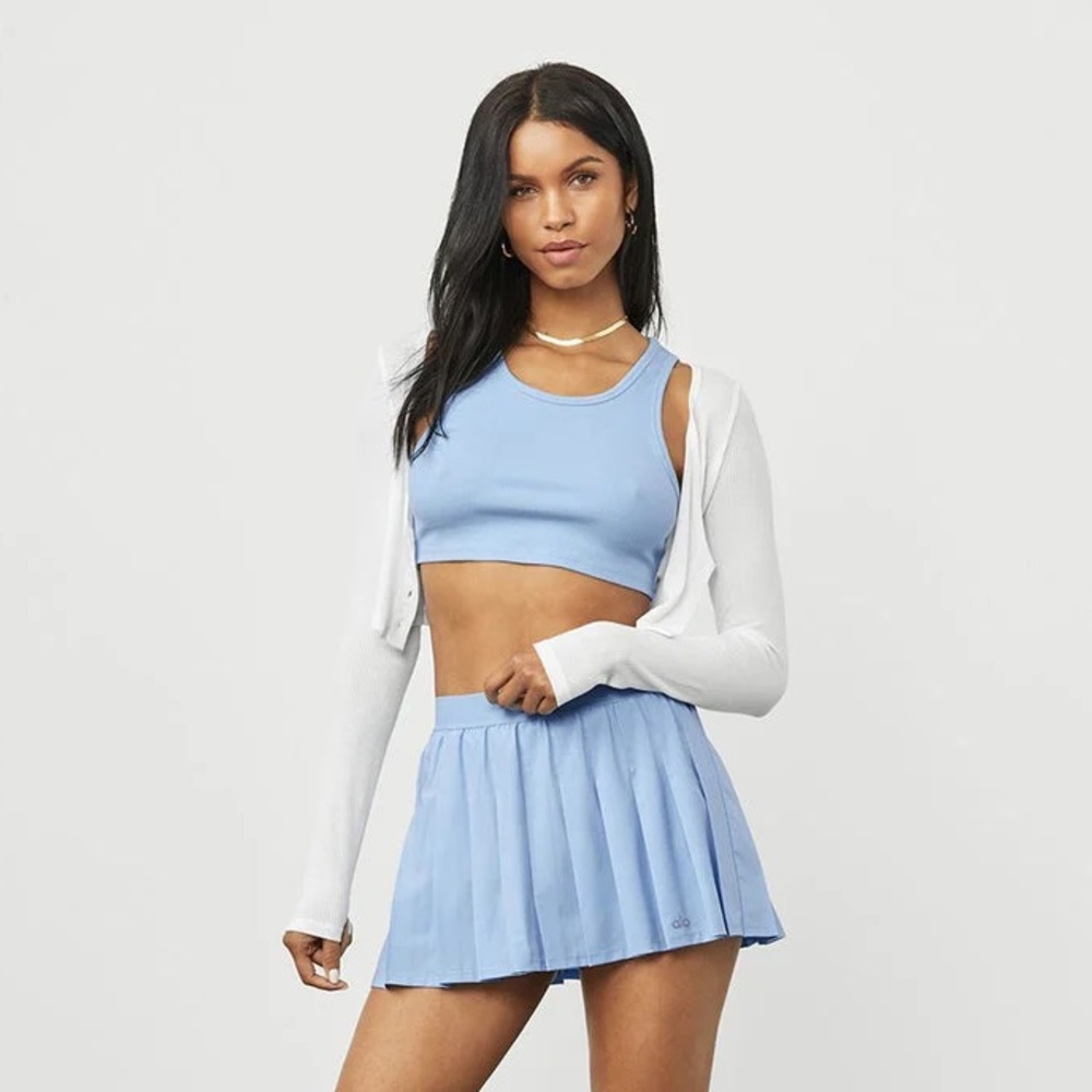 Alo Yoga Ribbed Vibe Tank Crop Top – Blue Skies | Size S